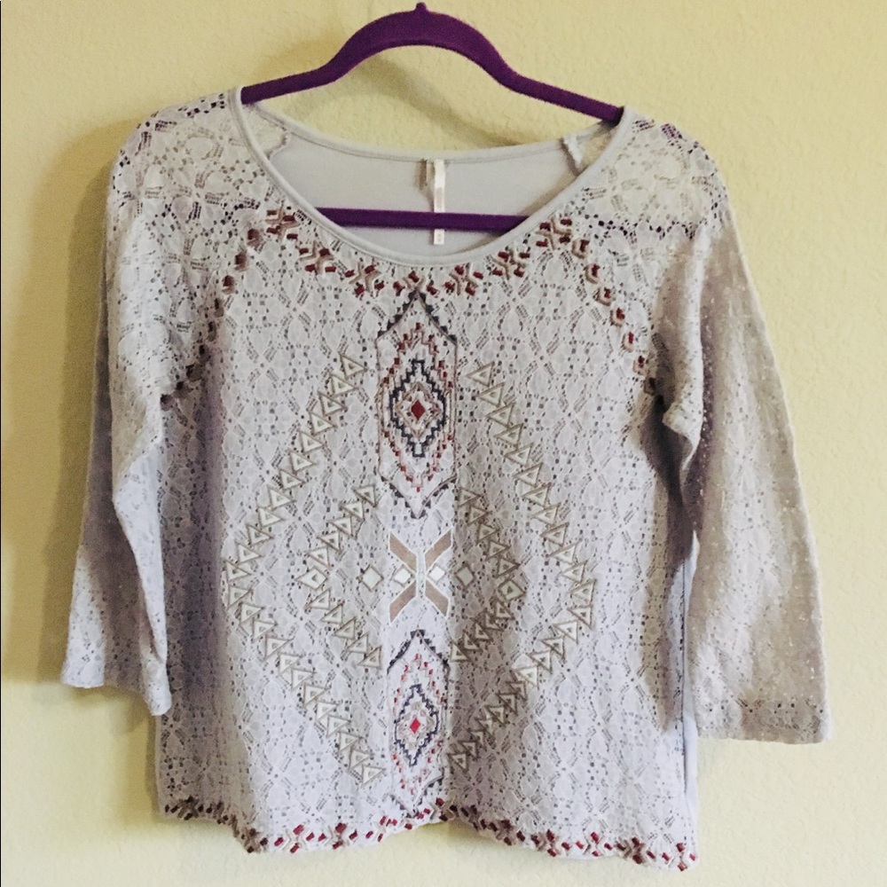 Free People Embroidered Top
